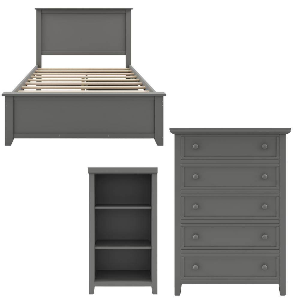 Utopia 4niture Liza 3Piece Gray Full Bedroom Set (Platform bed
