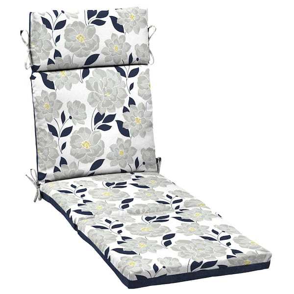 Hampton Bay 21.5 in. x 43 in. One Piece Outdoor Chaise Lounge Cushion in Flower Show