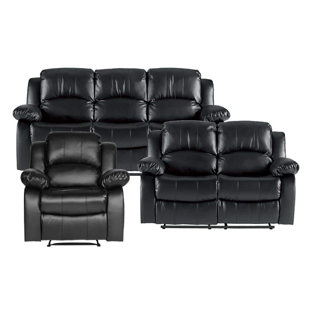 Bianca 83 in. W. Pillow Top Arm Faux Leather Rectangle 3-Piece Manual Recli