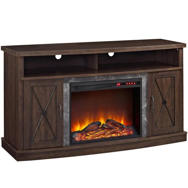 Ameriwood Yucca Espresso 60 in. TV Stand with Electric Fireplace