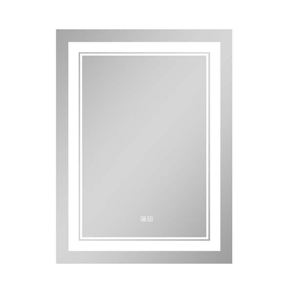 Dovelina 35.4 in. W x 47.2 in. H Modern Full-Length Rectangular Frameless LED Light Anti-Fog Wall Mounted Bathroom Vanity Mirror