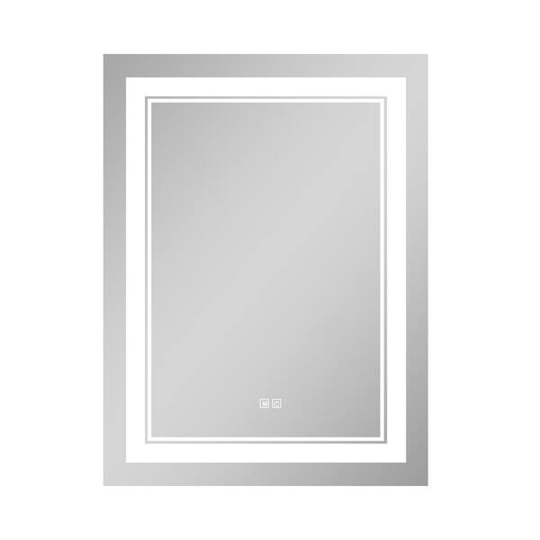Dovelina 32 in. x 24 in. Modern Rectangle Frameless Full-Length LED Light Wall-Mounted Bathroom Vanity Mirror Anti-Fog