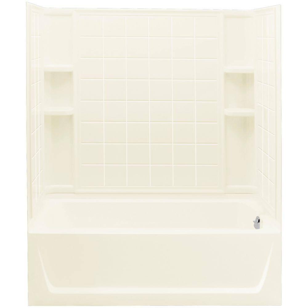 Ensemble 60 in. x 32 in. x 77-1/4 in. Bath and Shower Kit Right Drain ...