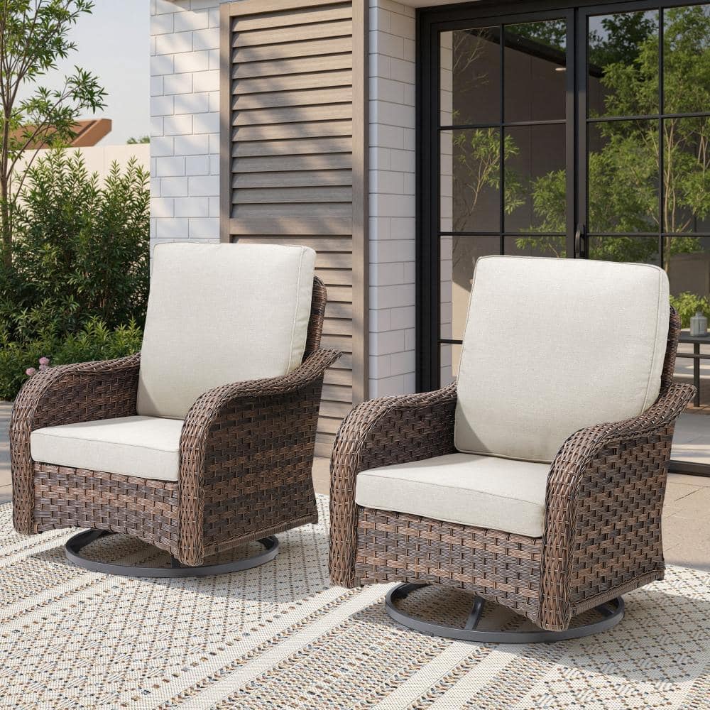 28.3 in. W x 31.5 in. H 2PC Beige Wicker Swivel Glider Rocking Patio Chairs Set price history on PriceWatchPro