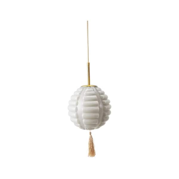 7-Watt 1 Light Gray and Cream Art Vintage Reproduction Pendant Lamp with Glass Shade