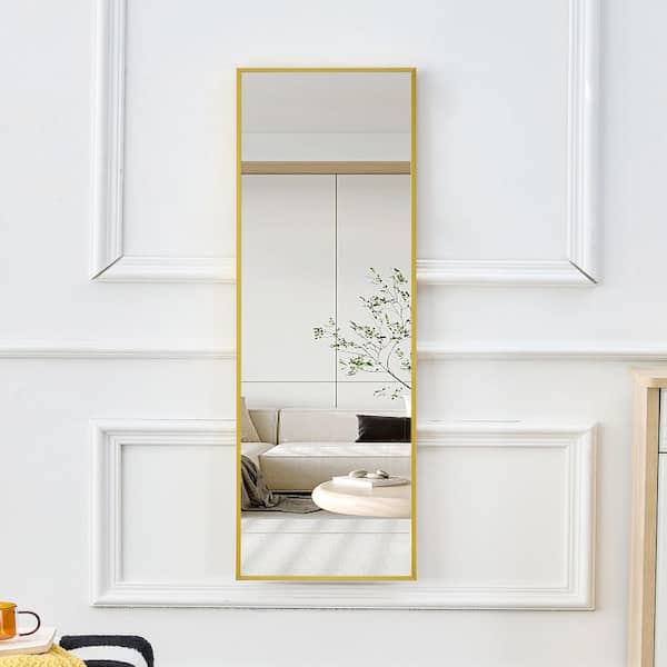 4th Gold Generation Transparent 13.80 in. W x 48.00 in. H Rectangle Aluminum Alloy Full Length Mirror