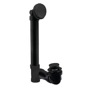 1-1/2 in. x 12 in. Bath Waste & Overflow with One-Hole Faceplate and Tip-Toe Drain - Sch. 40 ABS, Matte Black