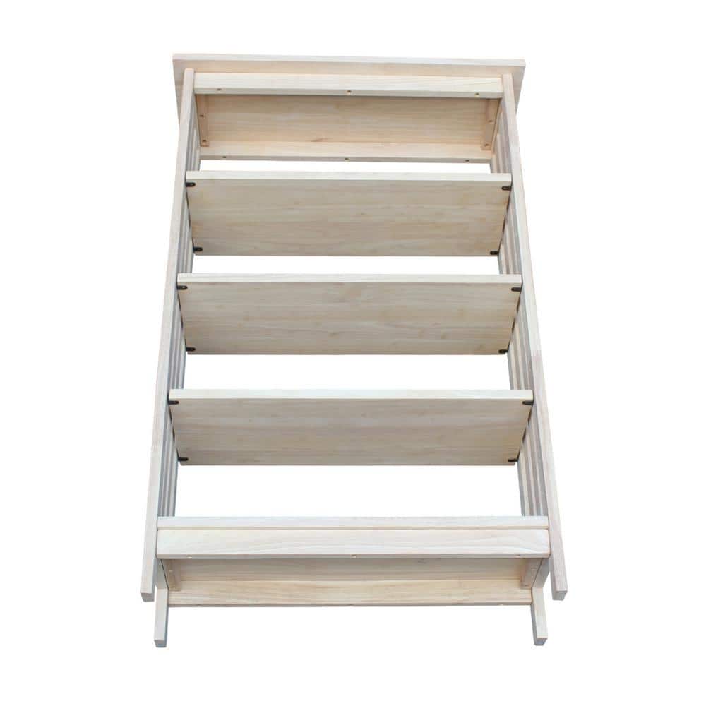 Adjustable Beige Solid Wood 38" 4-Tier Shelf Unit