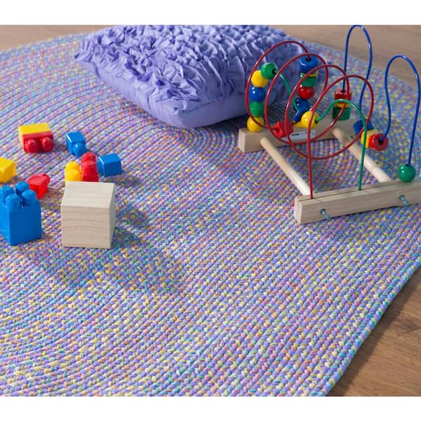 Play Date Violet Multi 2 ft. x 8 ft. Indoor/Outdoor Braided Runner Rug