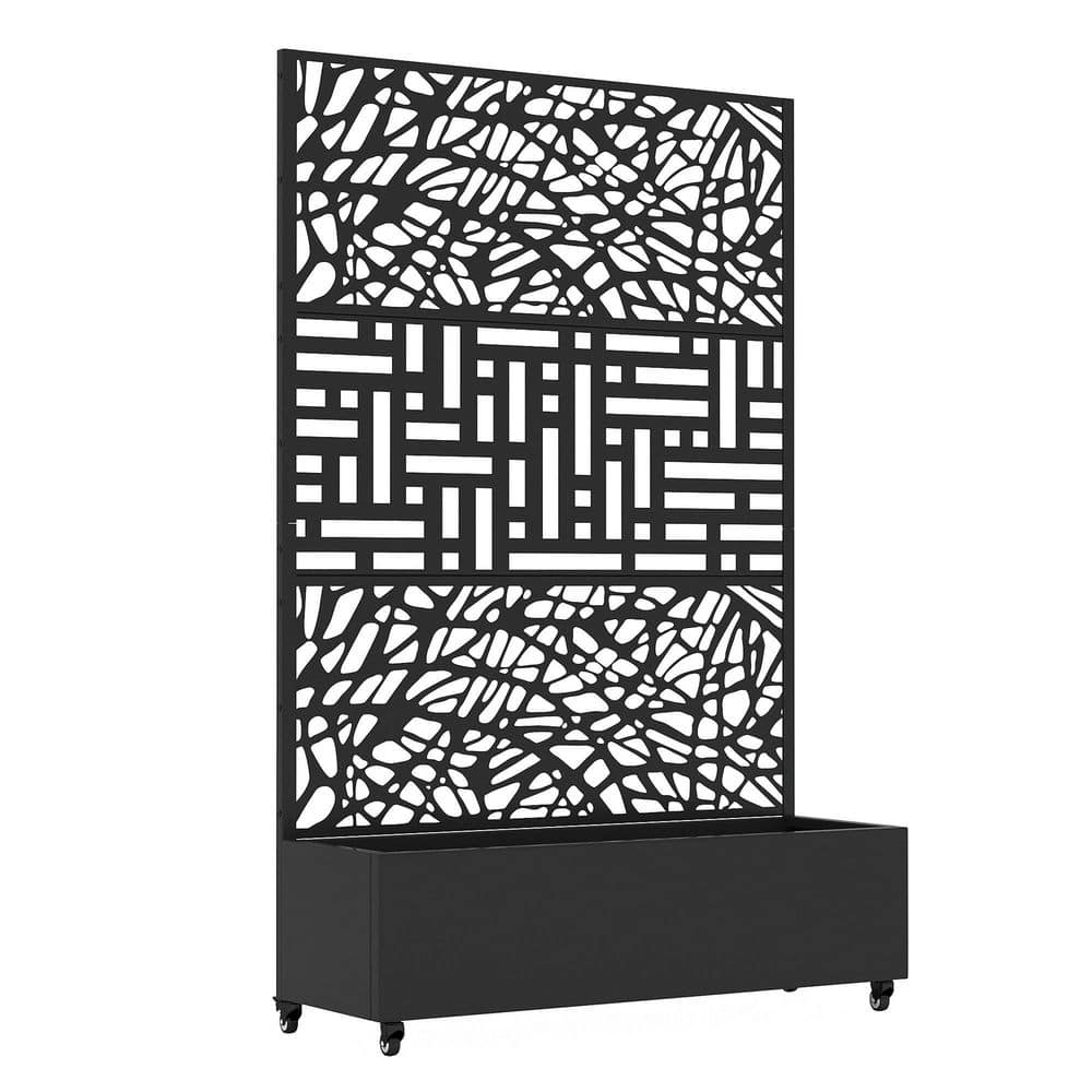 6 ft. H x 4 ft. W Metal Planter Box privacy screen Garden Bed with Trellis and Wheels-Black price history on PriceWatchPro