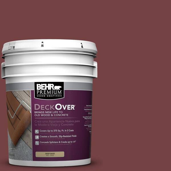 BEHR Premium DeckOver 5 gal. #PFC-04 Tile Red Solid Color Exterior Wood and Concrete Coating