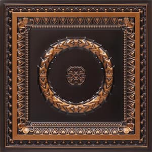 Laurel Wreath 2 ft. x 2 ft. PVC Lay-in or Glue-up Ceiling Panel in Antique Copper (100 sq. ft. / case)