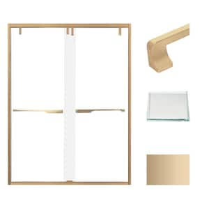 Eden 60 in. W x 80 in. H Sliding Semi-Frameless Shower Door in Champagne Bronze with Low Iron Glass