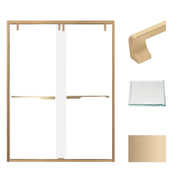 Transolid Eden 60 in. W x 80 in. H Sliding Semi-Frameless Shower Door in Champagne Bronze with Low Iron Glass