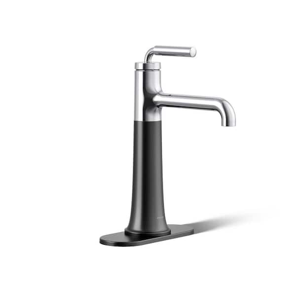 KOHLER Tone Single-Handle Single-Hole Bathroom Faucet in Polished Chrome with Matte Black