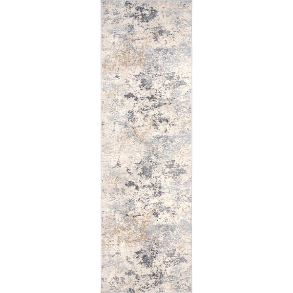 nuLOOM Contemporary Motto Abstract 2 ft. x 8 ft. Beige Indoor Runner Rug