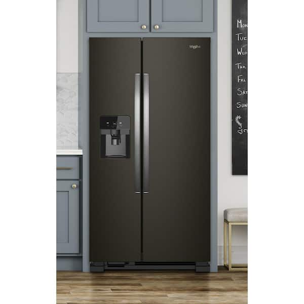 whirlpool side by side refrigerator black stainless