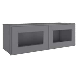 Newport Shaker Gray Ready to Assemble Wall Cabinet with 2-Doors(33 in. W x 12 in. H x 12 in. D)