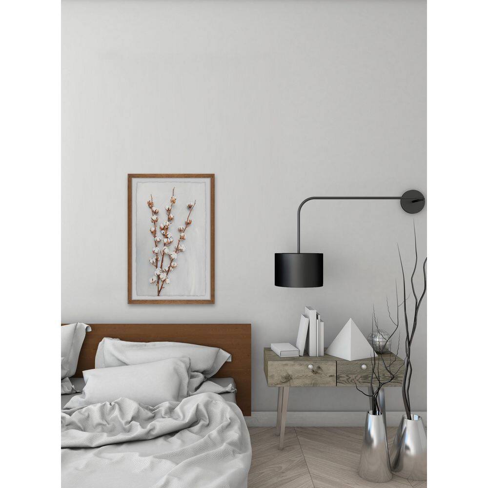 30" x 20" White Cotton Plant Framed Print