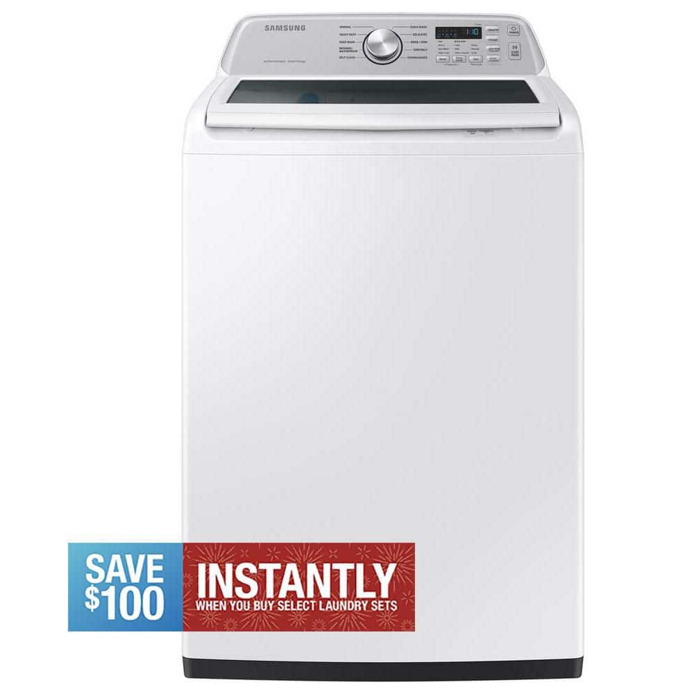 4.6 cu.ft. Large Capacity Smart Top Load Washer with ActiveWave Agitator and Active WaterJet in White