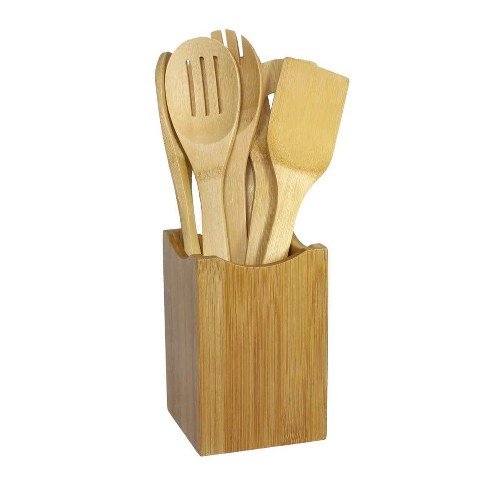 Set Kitchen Cooking Utensils Utensil Silicone Spatula Wooden Tools Piece Bamboo 