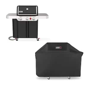 Genesis E-330 3-Burner Natural Gas Grill in Black with Grill Cover