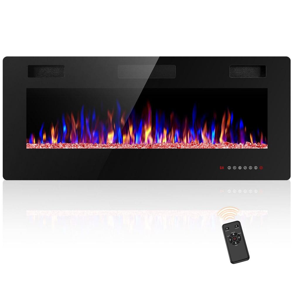 42 in. Wall Mount Low Noise Electric Fireplace with Remote Control and Touch Screen, Multi Color Flame in Black price history on PriceWatchPro