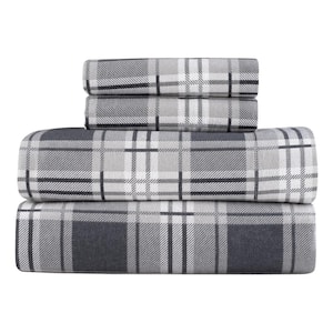 3-Piece Eden Plaid 100% Turkish Cotton Flannel Twin Sheet Set