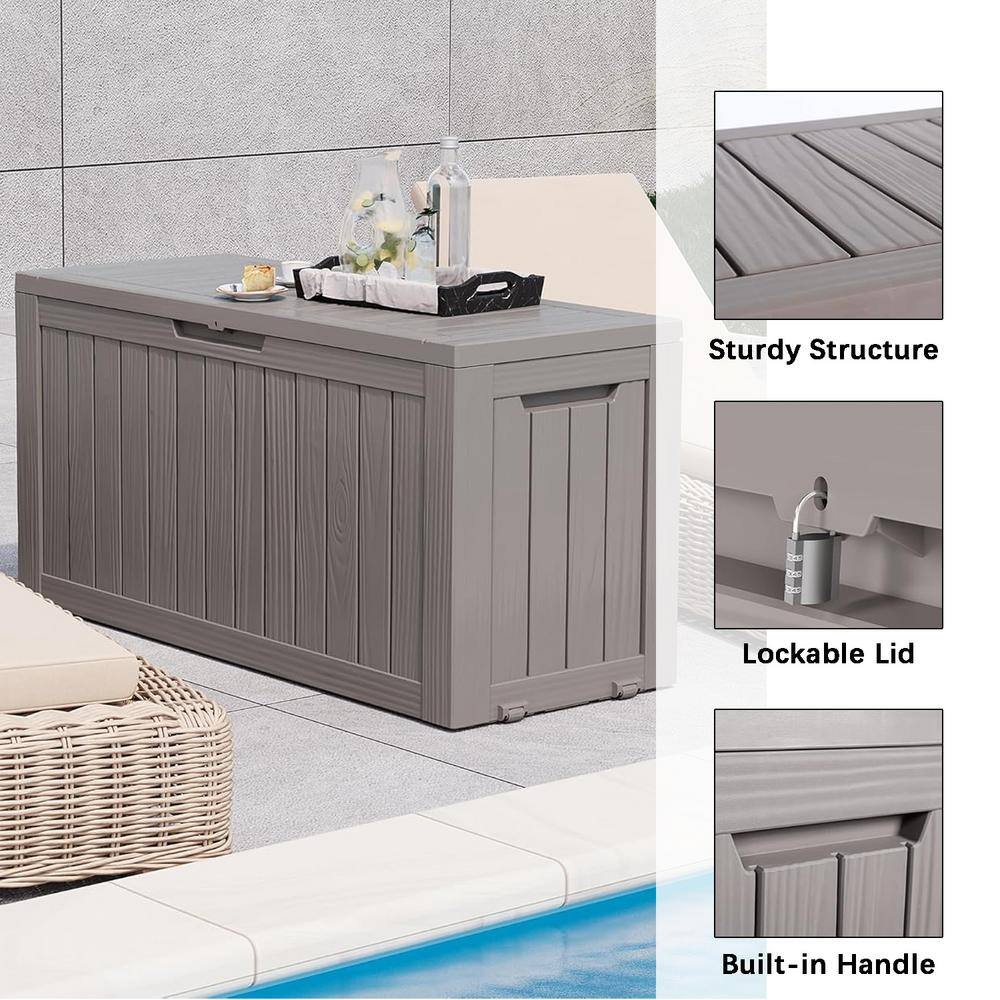 Gray Resin Lockable Deck Box with Wheels, 72 Gallon Capacity