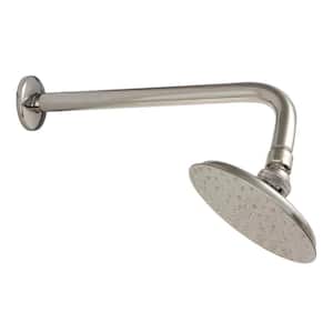 Victorian 1-Spray Patterns 5.19 in. Wall Mount Rain Fixed Shower Head with 12 in. Shower Arm in Polished Nickel