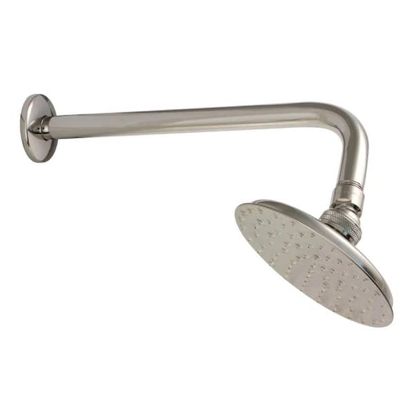 Kingston Brass Victorian 1-Spray Patterns 5.19 in. Wall Mount Rain Fixed Shower Head with 12 in. Shower Arm in Polished Nickel
