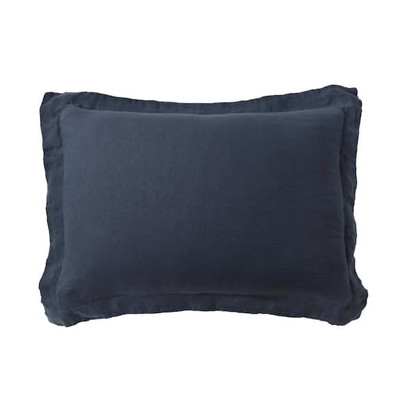LEVTEX HOME Washed Linen Navy Flange 36 in. x 20 in. King Sham
