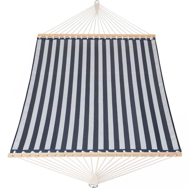 Atesun 55.1 in. x 78.7 in. Quick Dry Fabric Hammock Bed with Spreader Bar, Large Hammock for Outdoor in Blue Stripes (2-Person)