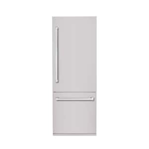 Bold 30 in. 16 CF TTL. Counter-Depth Built-in Bottom Mount Refrigerator, LH-Hinge in Stainless Steel with Chrome Trim
