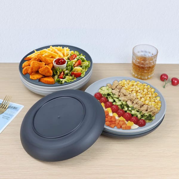 Numhew Stone Grey 9 in. Deep Dinner Plates Set of 8 Alternative
