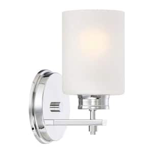 Phoebe 60-Watt Chrome Modern Wall Sconce with Frosted Shade
