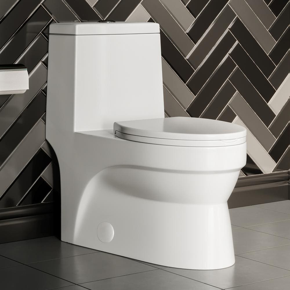 Swiss Madison Virage 1-piece 0.8/1.28 GPF Dual Flush Elongated Toilet in White Seat Included