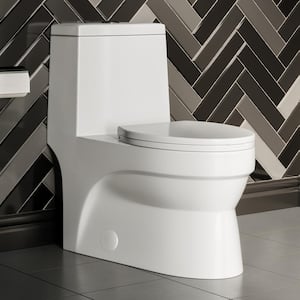 Virage 1-piece 0.8/1.28 GPF Dual Flush Elongated Toilet in White Seat Included