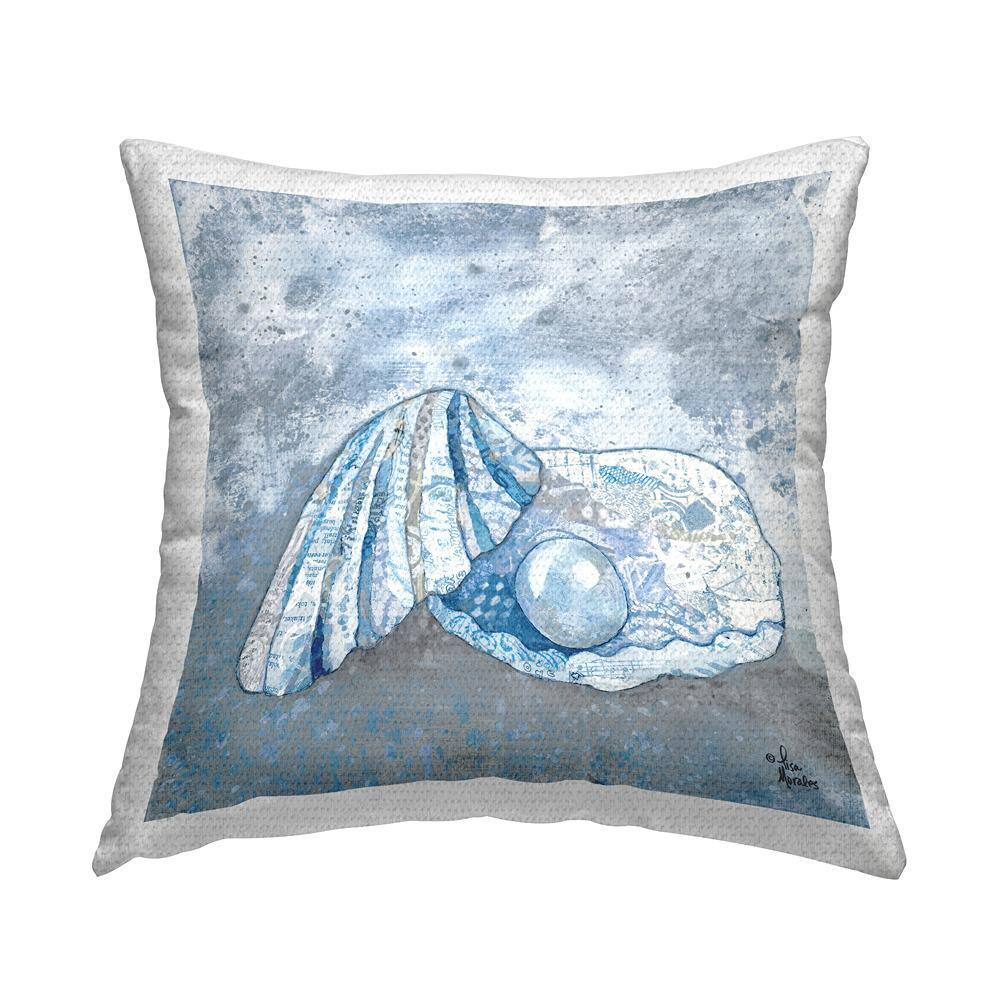 Collage Patterned Clamshell Nautical Pearl Design Blue Square Outdoor Throw Pillow price history on PriceWatchPro