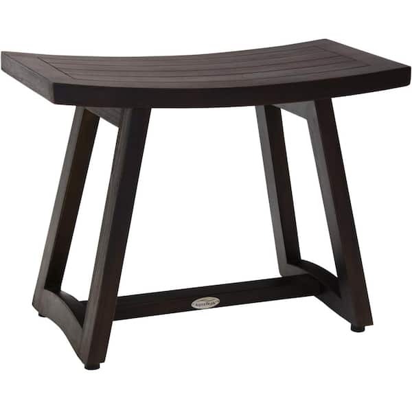 AquaTeak Patented 24 in x 12 in Asia Buru Mocha-Shield Freestanding Teak Shower Bench