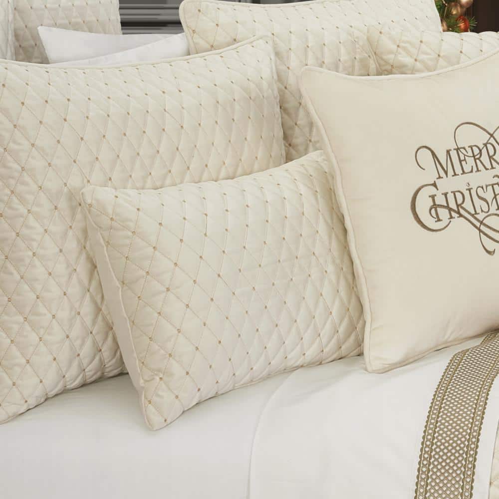 Gabriel Winter White Quilted Boudoir Decorative Throw Pillow