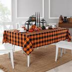 Farmhouse Living Fall Buffalo Check 60 in. W x 102 in. L Black/Orange Tablecloth