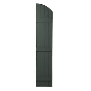15 in. x 71 in. Polypropylene Plastic Arch Top Closed Board and Batten Shutters Pair in Coastal Green
