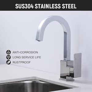 Single Handle Stainless Steel Bar Faucet Deckplate Not Included in Chrome