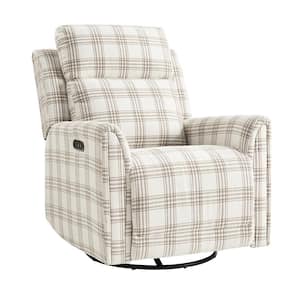 Arnold Tan Transitional Swivel and Rocker Power Recliner with Adjustable Headrest and Built-in USB Port