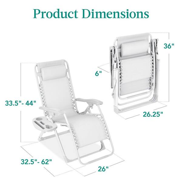 Best Choice Products Snow Zero Gravity Folding Patio Recliner with