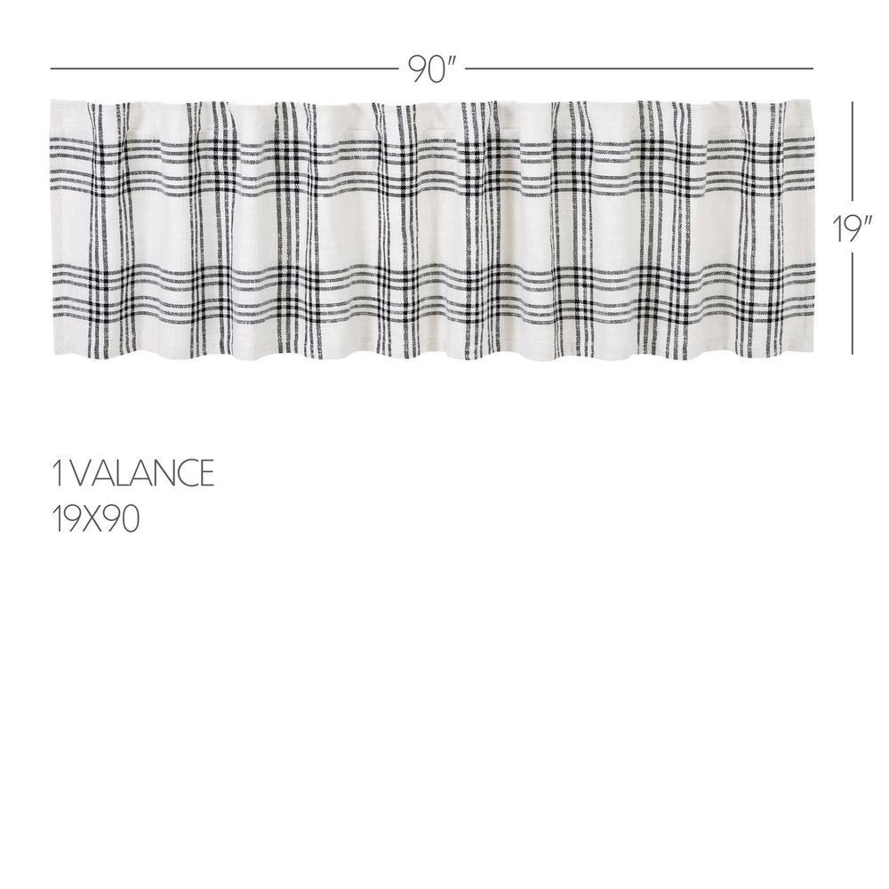 Black and White Plaid Cotton Rod Pocket Valance 90" Width
