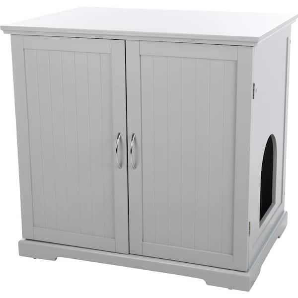 TRIXIE XL Wooden Litter Box Enclosure with Drawer, Gray