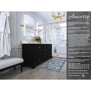 Audrey 72 in. W x 22 in. D Bath Vanity in Black Onyx with Marble Vanity Top in White with White Basin and Gold Hardware