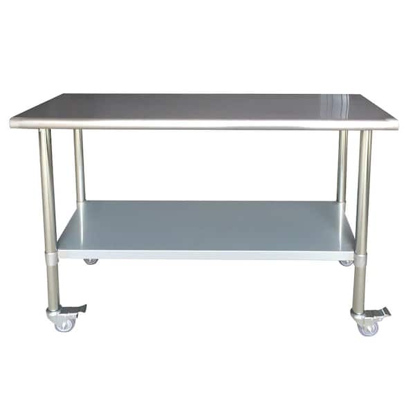 Sportsman 24 in. x 60 in. Stainless Steel Kitchen Utility Table with Casters